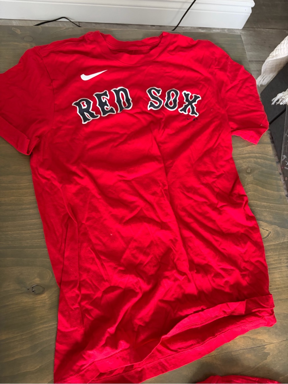 Nike Red 'Red Sox' Logo Tee with White Swoosh
